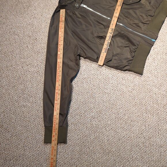 Free People Midnight Bomber Jacket Womens Large Green Full Zip Satin - Picture 3 of 9